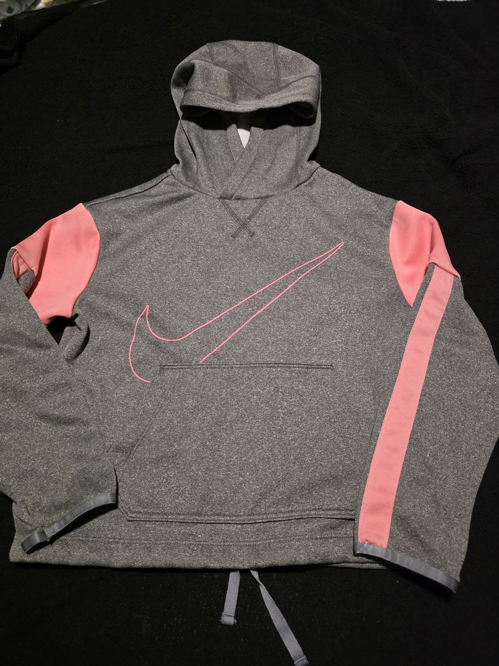 Nike Kids' Grey & Pink Swoosh Hoodie